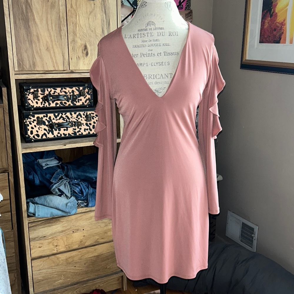 Express Stretch Lace & Ruffle Sleeve Dress - Medium - Picture 1 of 4